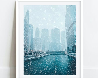 Chicago Winter, Chicago Riverwalk, Chicago River, Chicago Fotografie, Chicago Wolkenkratzer, Wandkunst, Chicago Prints, Winterfotografie