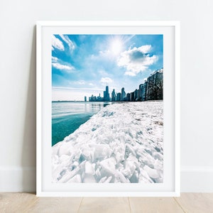 Chicago Winter Photo, Chicago Photography, Chicago Artwork, Chicago Wall Art, Chicago Prints, Lake Michigan photo, Chicago Skyline
