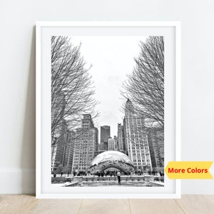 Chicago Cloud Gate, Chicago Bean Photo, Chicago Photography, Chicago Bean Black and White Art Print, Chicago Wall Art, Chicago Prints