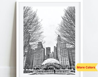 Chicago Cloud Gate, Chicago Bean Photo, Chicago Photography, Chicago Bean Black and White Art Print, Chicago Wall Art, Chicago Prints