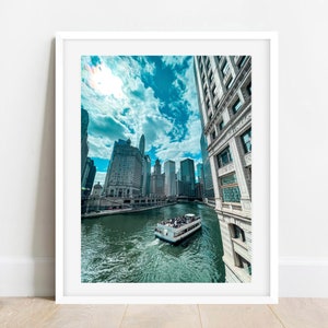 Chicago Riverwalk Photo, Chicago Skyline Print, Chicago Photography, Chicago Wall Art, Chicago Prints, Wendella Boat Picture, Chicago Poster