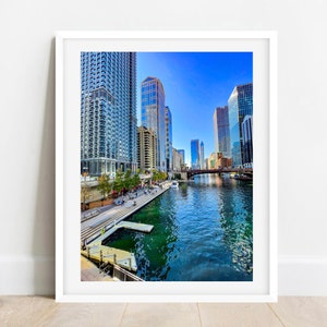 Chicago Riverwalk Photo, Chicago River Picture, Chicago Architecture Photography, Chicago Riverwalk Wall Art, Chicago River Summer Poster