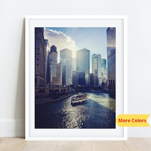 Chicago Wendella Boot, Chicago Riverwalk Druck, Chicago Fotografie, Chicago River, Chicago at Dusk, Chicago Wall Art, Urban Art