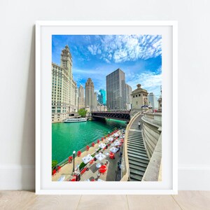 Chicago Riverwalk Art, Chicago River Print, Chicago Photography, Wrigley Building Photo, Chicago Wall Art, Chicago Print, Urban Wall Art
