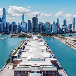 Chicago Navy Pier Photo, Chicago Skyline, Chicago Ferris Wheel Print, Lake Michigan, Chicago Photography, Chicago Wall Art, Chicago Prints
