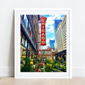 Foto di segno al neon del teatro di Chicago, State Street Chicago, fotografia di Chicago, arte murale di Chicago, stampe di Chicago, punto di riferimento di Chicago, regalo di Chicago