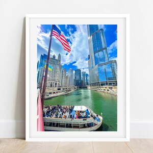 Chicago Riverwalk Photo, Chicago Skyline Print, Chicago Photography, Chicago Wall Art, Chicago Prints, Wendella Boat Picture, Chicago Poster