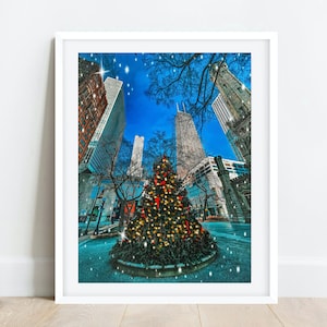 Chicago Water Tower Christmas Tree, Chicago Photography, Chicago Architecture Wall Art, Chicago Prints, Chicago Art Print Watercolor