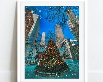 Chicago Water Tower Christmas Tree, Chicago Fotografie, Chicago Architecture Wall Art, Chicago Prints, Chicago Art Print Aquarell