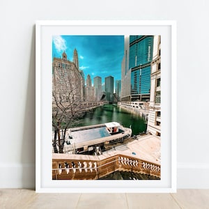 Chicago Photo, Chicago Riverwalk Art, Chicago River Print, Wendella Boat, Chicago Photography, Chicago Wall Art,Chicago Prints, Chicago Gift