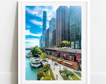 Chicago Photography, Chicago Riverwalk, Chicago River Photo, Chicago Wall Art, Chicago Prints, Travel Photography, Large Art Print