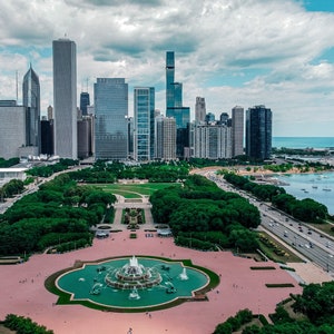Chicago Photography, Chicago Skyline, Buckingham Fountain, Lake Michigan Prints, Chicago Wall Art, Chicago Aerial Photo, Chicago Prints