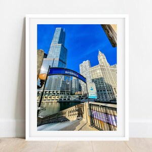 Chicago Riverwalk Photo, Chicago River Picture, Chicago Architecture Photography, Wrigley Building Wall Art, Trump Tower Chicago Poster