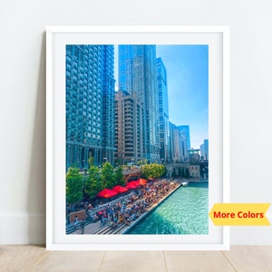 Chicago Riverwalk Art, Chicago River Prints, Chicago Photography, City Photography, Chicago Wall Art, Chicago Prints, Large Travel Print