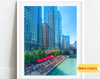 Chicago Riverwalk Art, Chicago River Prints, Chicago Photography, City Photography, Chicago Wall Art, Chicago Prints, Large Travel Print