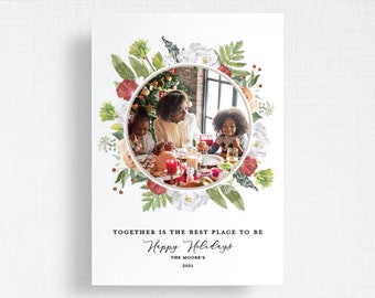Together Is The Best Place To Be Photo Holiday Card - Customizable - Professionally Printed or Digital File for Self Print