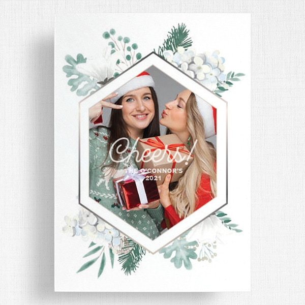 Cheers Photo Holiday Card - Customizable - Professionally Printed or Digital File for Self Print