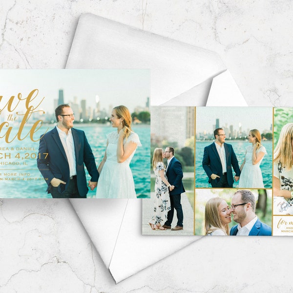 Modern Urban Photo Save The Date Card - Customizable - Professionally Printed or Digital File for Self Print