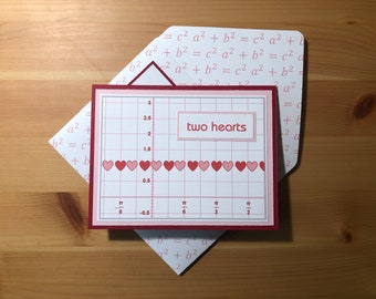 Two Hearts Beat As One - Math Valentine's Card - Math Anniversary Card - Math Love Card