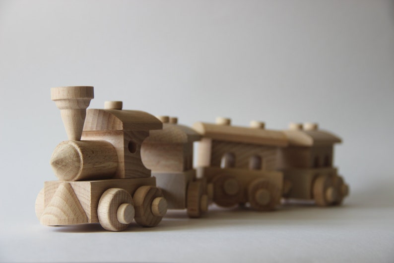 Wooden Train Toy train and Three Cars ,children Toy, Eco Friendly Toy
