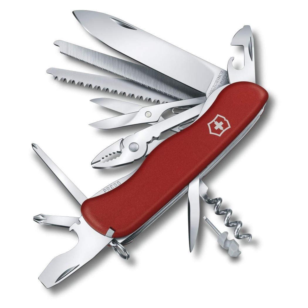 Victorinox Swiss Army Officers Knife Nine Blades W/ Toothpick And Tweezers