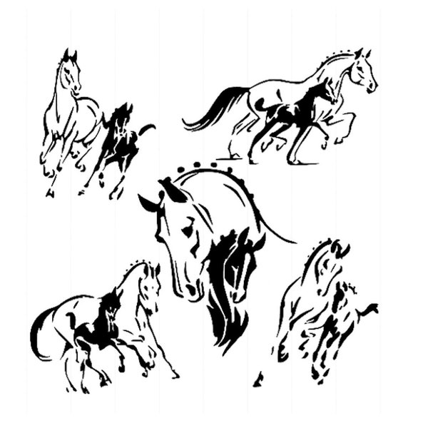 STENCILS Crafts Templates Scrapbooking Multi Stencil - HORSES Mare & Foal 190 A4 Mylar