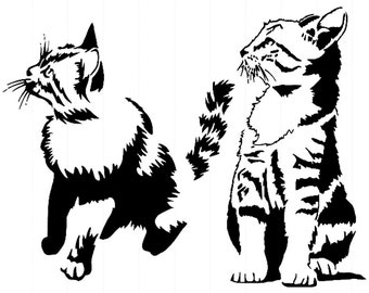 Stencils Crafts Templates Scrapbooking 2 CATS STENCIL 11 - A4 Mylar