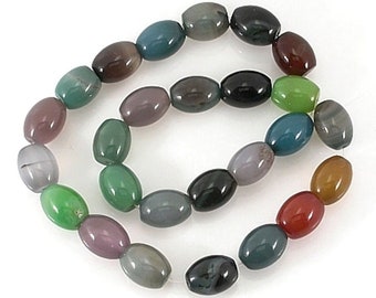 MIXED AGATE Gemstone BEADS 16" strand - melon shape 26pcs - 16 x 12mm jewellery crafts