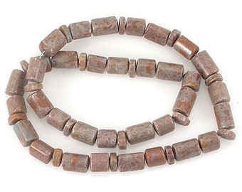 FOSSIL  AGATE hand cut natural Gemstone BEADS  16" strand - triangle  - 9mm jewellery crafts