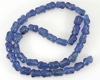 BLUE NUGGET  BEADS  glass 16 inch strand -11 x 9mm -  35pcs - jewellery jewelry crafts