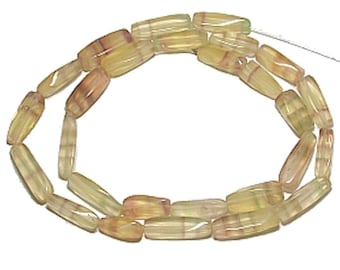 FLUORITE hand cut natural Gemstone BEADS  16" strand - winding barrel 27pcs -12 x 5mm to 16 x 5mm jewellery crafts