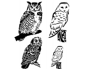 Stencils Crafts Templates Scrapbooking Card Making Fabric Painting  Birds OWLS 1 - A4 MYLAR