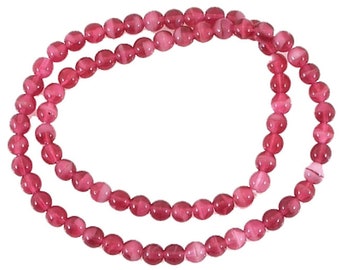 GLASS CZECH Pressed -  16 inch strand - Round BEADS- Rose Red White - 6mm - 74 pcs - jewellery jewelry crafts