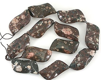 MICA QUARTZ  natural Gemstone BEADS 15" strand - wavy irregular swirl -  12pcs - 30 x 15mm jewellery crafts