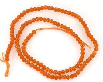 GLASS ROUND Spacer Beads -  15 inch strand- Orange - 3.5 x 4mm - 120 pcs - jewellery jewelry crafts