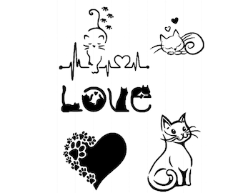 Stencils Crafts Templates Scrapbooking Love  CATS COLLECTION  STENCIL - A4 Mylar