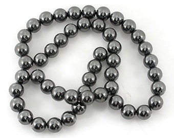 HEMATITE NON MAGNETIC Gemstone Beads 16" strand - Round - 52pcs -8mm jewellery crafts