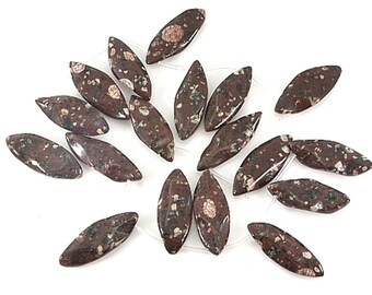 MICA QUARTZ  natural Gemstone BEADS 16" strand - wavy irregular Marquise -  20pcs - 40 x 15mm jewellery crafts