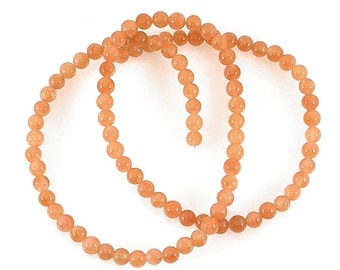 ORANGE Mango QUARTZ Gemstone BEADS 15" strand - Round - 100pcs -4mm jewellery crafts