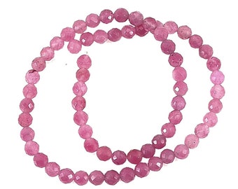 PINK QUARTZ  Gemstone BEADS 15" strand - Faceted Round -  65pcs -6mm jewellery crafts
