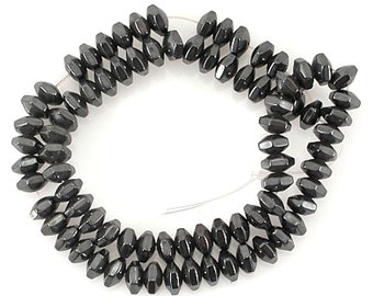 HEMALYKE tm (Synthetic Hematite) MAGNETIC Gemstone BEADS 16" strand - 6 sided Rondelle - 82pcs - 8mm jewellery crafts