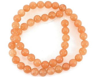 ORANGE QUARTZ Gemstone BEADS 15" strand - Round - 50pcs -8mm jewellery crafts
