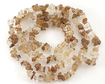 TOPAZ coloured Glass Chip  BEADS - 6 to 8mm - 36 inch strand - jewellery jewelry crafts