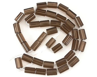 ATLAS  BEADS  glass polygon - Brown - 16 inch strand -10 x 6mm - 40pcs - jewellery jewelry crafts