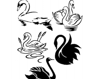 Stencils Crafts Templates Scrapbooking Card Making Fabric Painting Birds SWANS - A4 MYLAR
