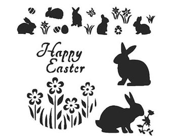 STENCILS & Crafts Card Making Fabric Painting Home Decorating EASTER  STENCIL - 2 A4 127 micron Mylar 5mm