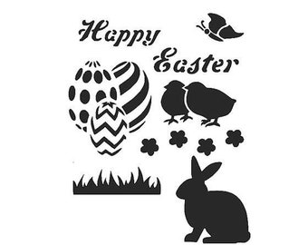 STENCILS & Crafts Card Making Fabric Painting Home Decorating EASTER  STENCIL - 3  A4 127 micron Mylar 5mm