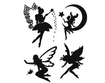 STENCILS Crafts Templates Scrapbooking Card Making Fabric Painting  FAIRIES 10b STENCIL - A4 Mylar