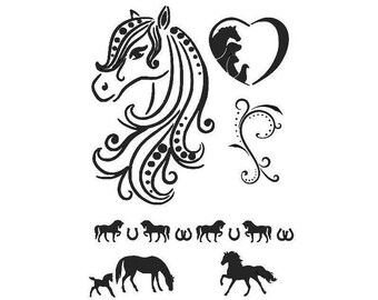 STENCILS Crafts Templates Scrapbooking HORSES STENCIL - 183 A4 Mylar