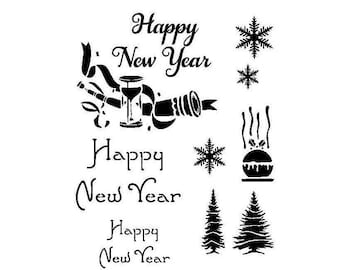 Stencils CraftsS Templates Scrapbooking Cards CHRISTMAS NEW YEAR  - 2- A4 Mylar